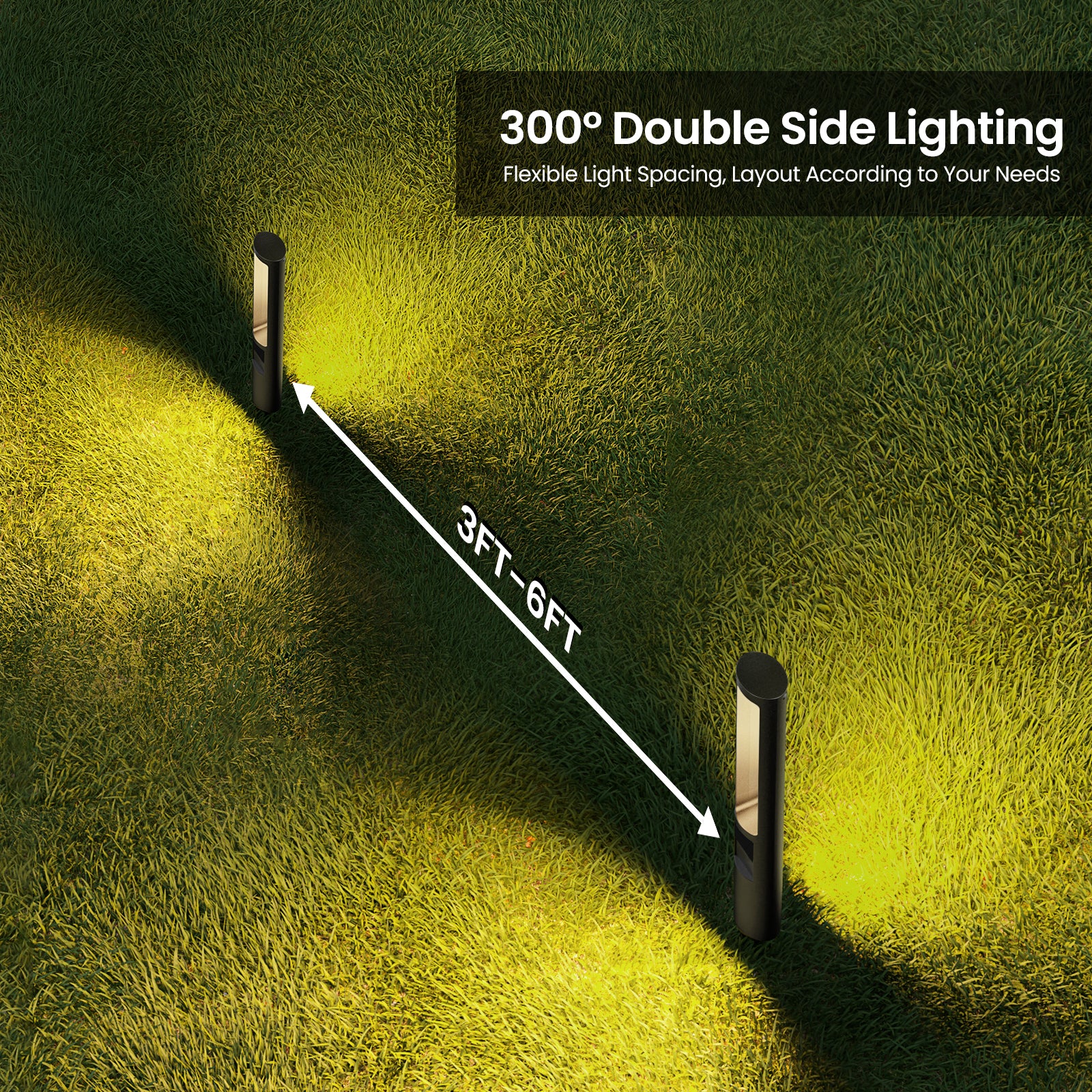 Low Voltage LED Landscape Lights Kit, 5W Auto Sensor Pathway Lights, Outdoor Driveway Garden Lighting with 100W Transformer and Connectors, Aluminum, 12-24V AC/DC, IP66, 2700K, 12 Pack
