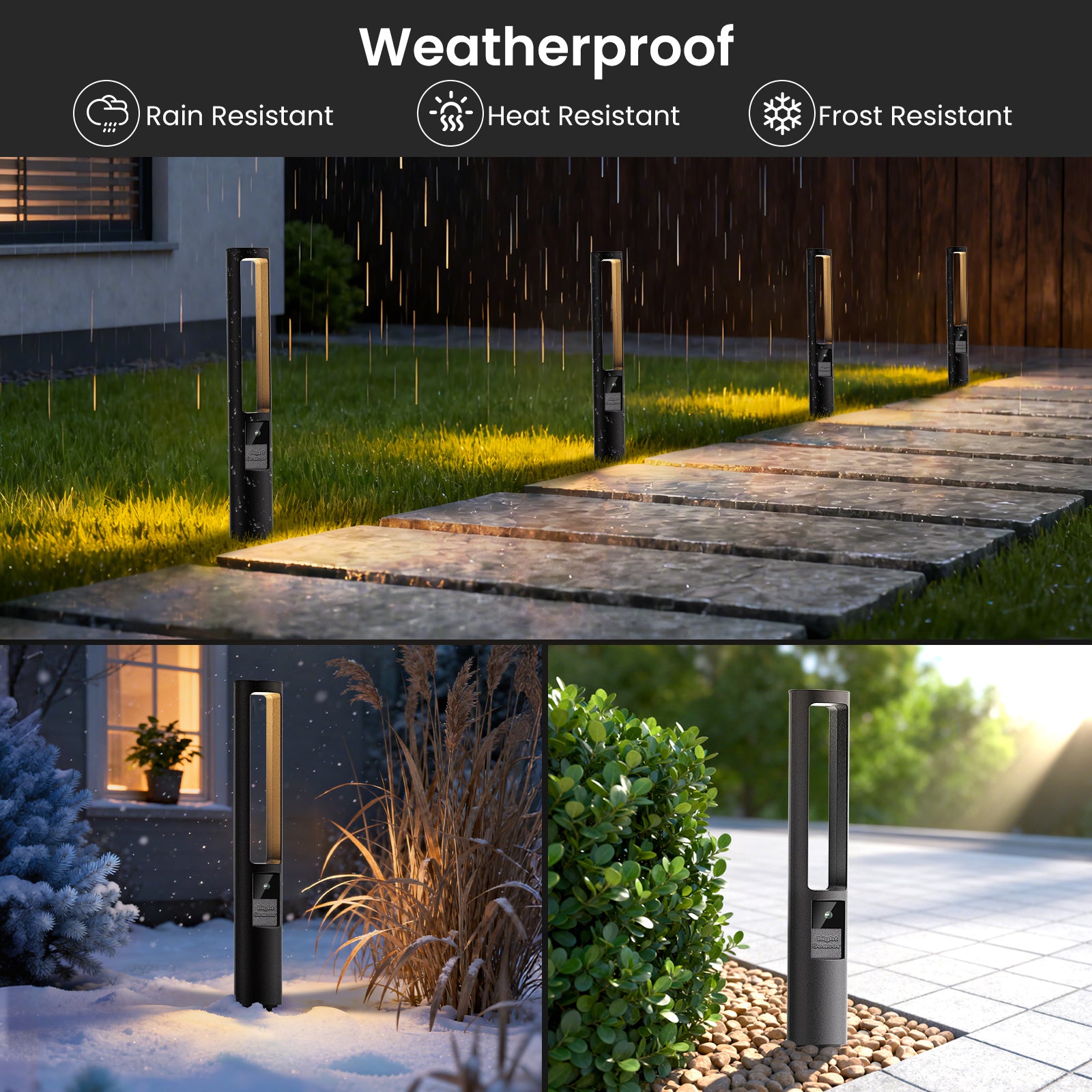Low Voltage LED Landscape Lights Kit, 5W Auto Sensor Pathway Lights, Outdoor Driveway Garden Lighting with 100W Transformer and Connectors, Aluminum, 12-24V AC/DC, IP66, 2700K, 12 Pack